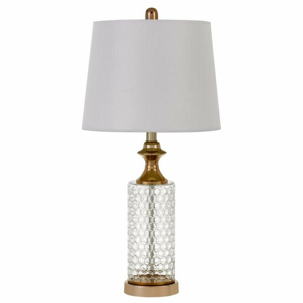 Homeroots 27 in. Table Lamps, Glass Honeycomb & Rose Gold, 2PK 476134